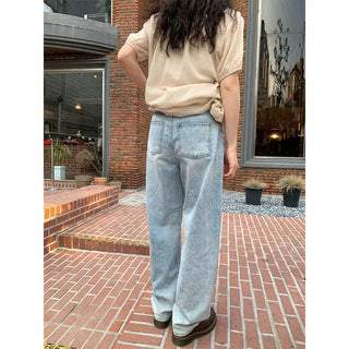 Balloon cotton washed denim pants