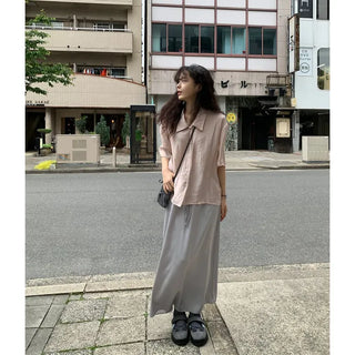 A-line satin long skirt