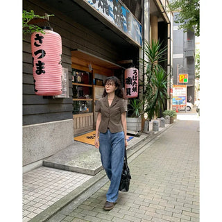 Summer wide denim pants