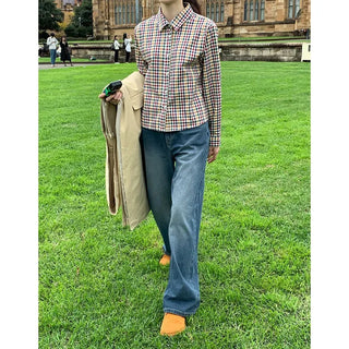 Washed wide-leg denim pants