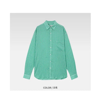 Oversized linen check shirt