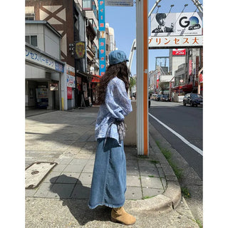 Denim newsboy cap