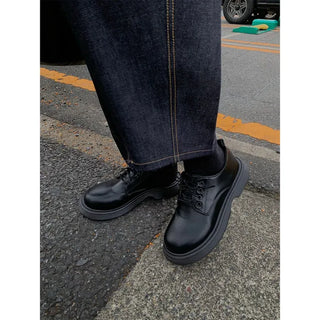 Synthetic leather platform loafers