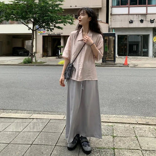 A-line satin long skirt