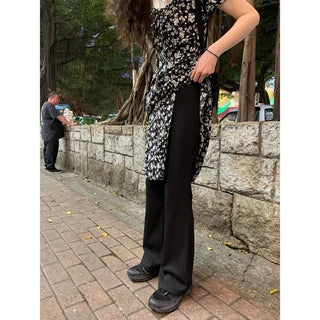 Ribbed elastic waist pants