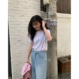 Basic plain short-sleeved T-shirt
