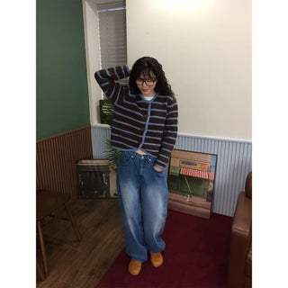 Striped wool cardigan