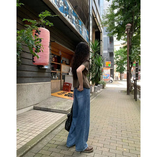 Summer wide denim pants