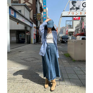 Denim newsboy cap
