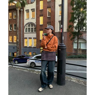 Ribbed wide denim pants