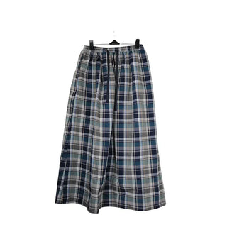 [Lined] Vintage Cotton Check Long Skirt