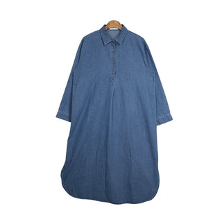 Denim-colored button-up long dress