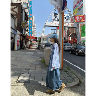 Denim newsboy cap