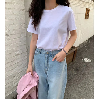 Basic plain short-sleeved T-shirt
