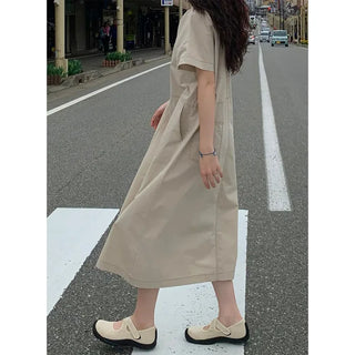 Back pocket stitch long dress