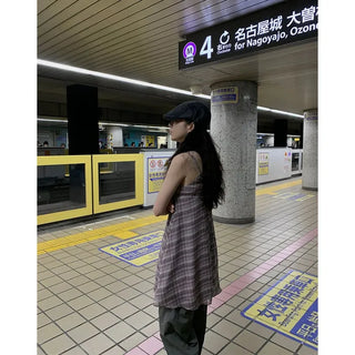 [Lined] Checkered Sleeveless Dress
