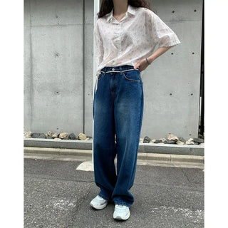 Vintage wide-leg denim pants