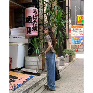 Summer wide denim pants