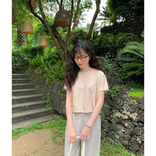 Basic color pigment short-sleeved T-shirt