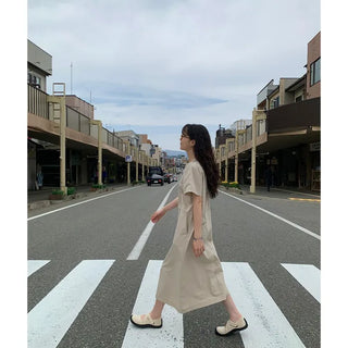 Back pocket stitch long dress