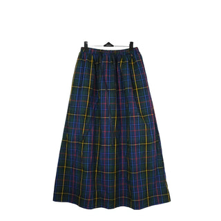 [Lined] Vintage Cotton Check Long Skirt
