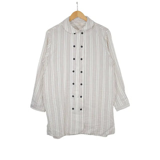 Round collar double-button long shirt
