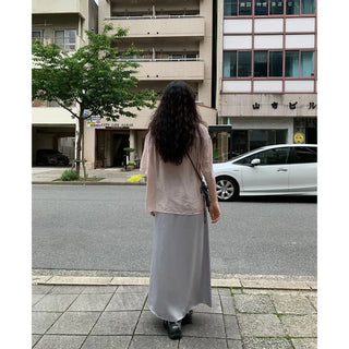 A-line satin long skirt