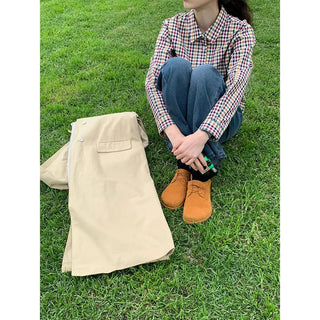 Washed wide-leg denim pants
