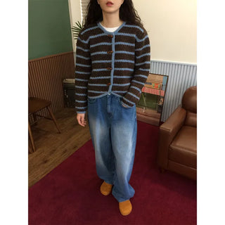 Striped wool cardigan