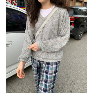 [Lined] Vintage Cotton Check Long Skirt
