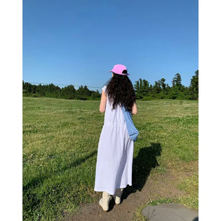 Lace linen long dress