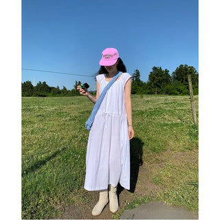 Lace linen long dress
