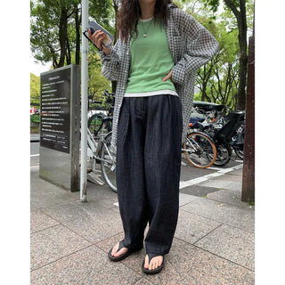 Banding Summer Balloon Denim Pants