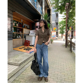 Summer wide denim pants
