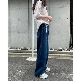 Vintage wide-leg denim pants