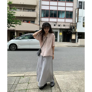 A-line satin long skirt