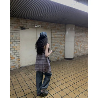 [Lined] Checkered Sleeveless Dress