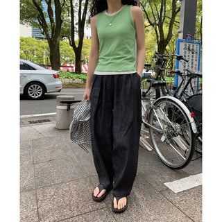 Banding Summer Balloon Denim Pants