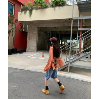 Summer check hooded shirt