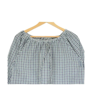 Ribbon tie detail check blouse