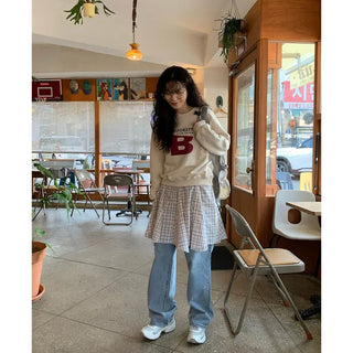 Wide-wash denim pants