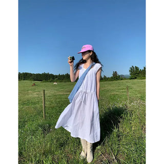 Lace linen long dress