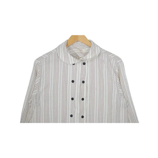 Round collar double-button long shirt
