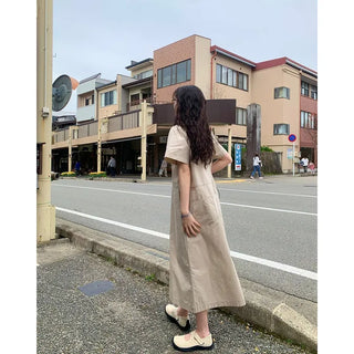 Back pocket stitch long dress