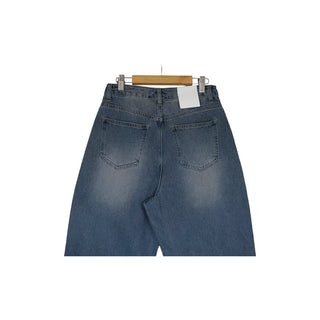 Washed wide-leg denim pants