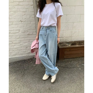 Basic plain short-sleeved T-shirt