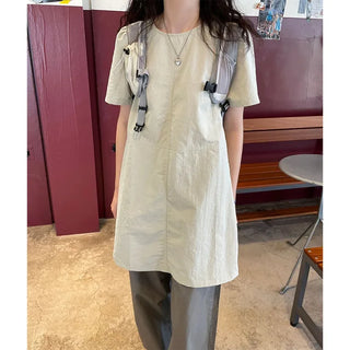 Mini round neck layered dress
