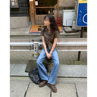 Summer wide denim pants