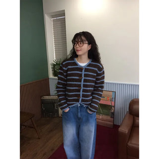 Striped wool cardigan