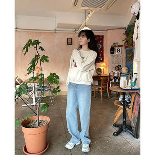 Wide-wash denim pants